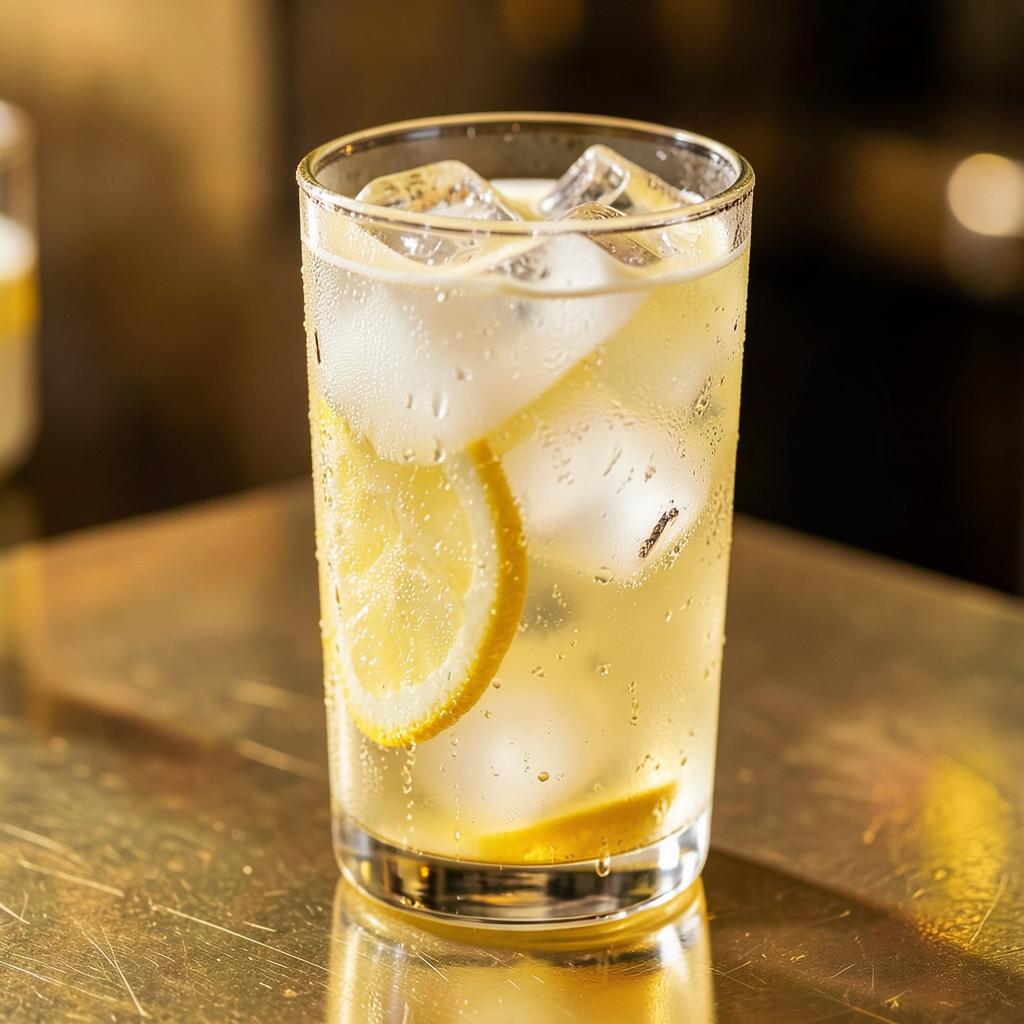 Chilled citrus soda with ice and lemon